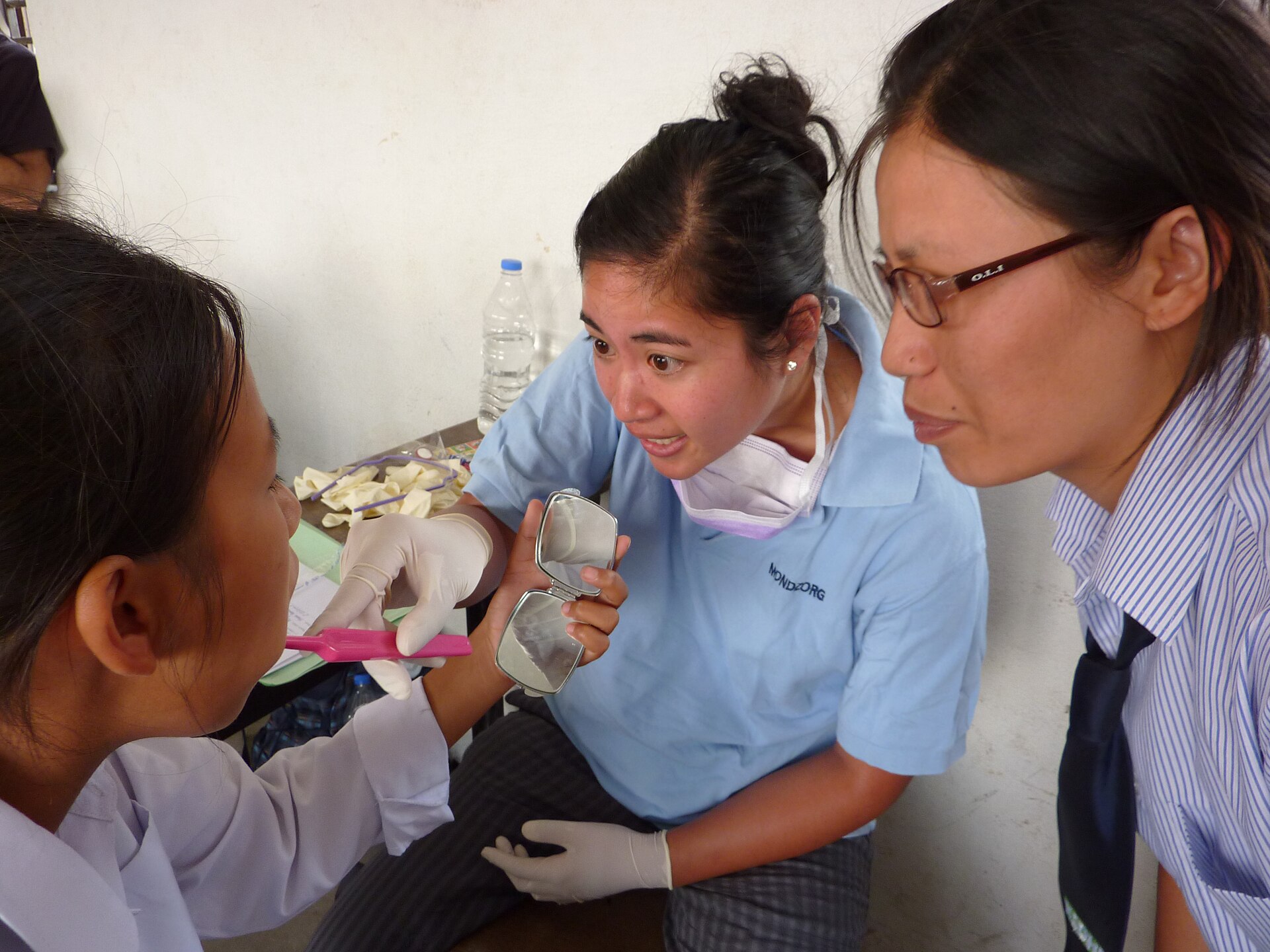 Students practising skills during hands-on training
