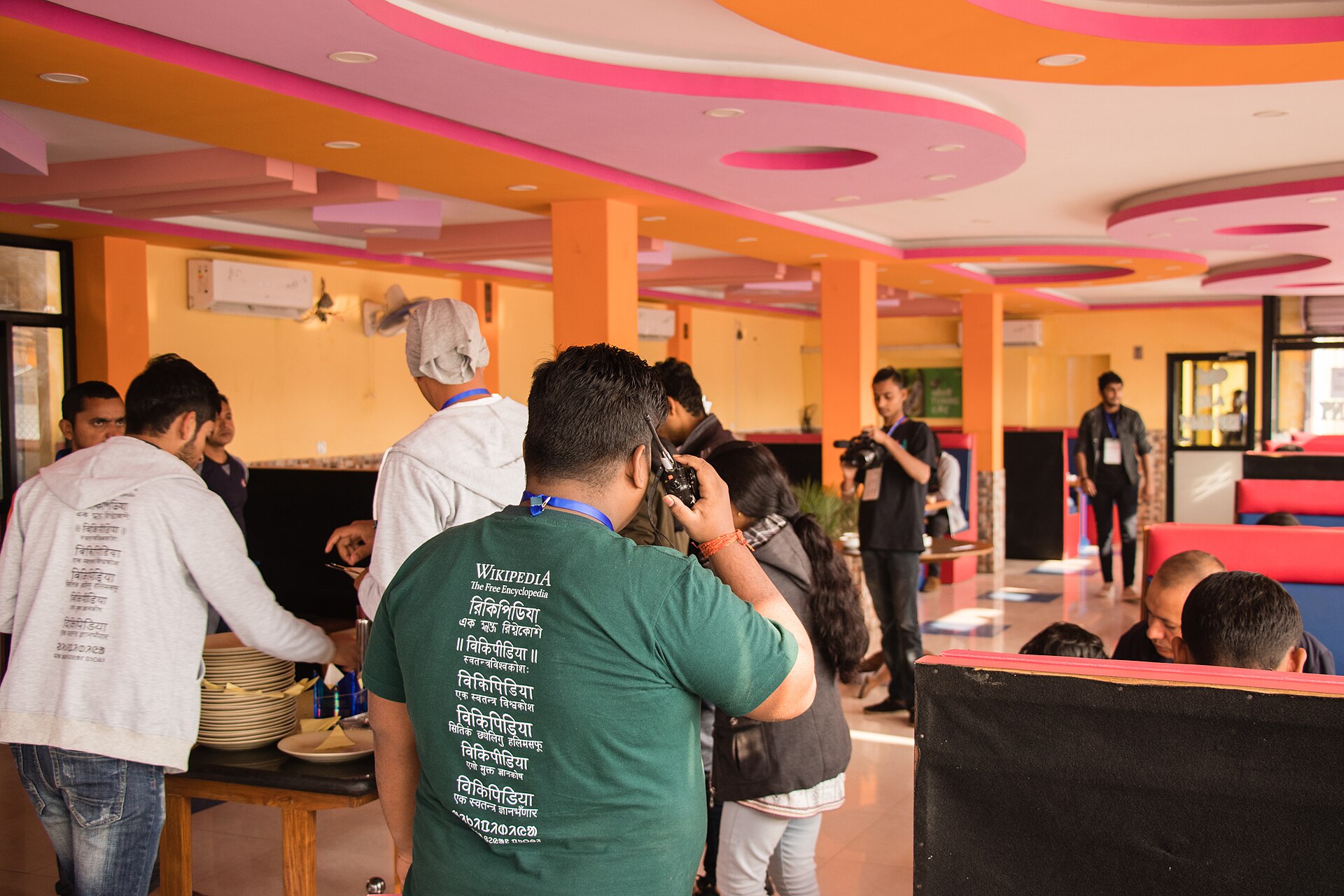 Volunteers working together indoors